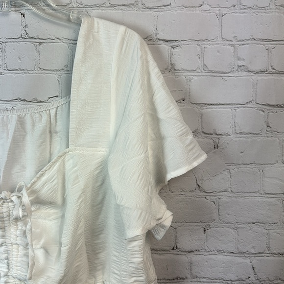 BloomChic White Drawstring Ruffle Sleeve Tiered Pocket Dress Plus Size 18/20 2X - Picture 4 of 7